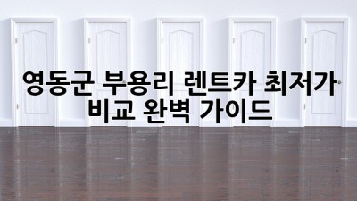 영동군 부용리 렌트카 최저가 비교 완벽 가이드